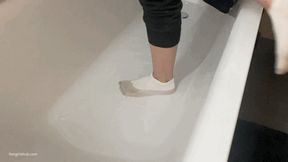 DIRTY WET SOCKS WASHING IN A BATHTUB - MP4 HD