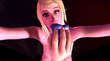 BDSM Samus Deepthroats a Dildo Metroid Porn Parody