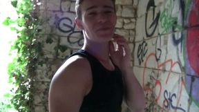 sexy twink fucked barebakc by big dick in exhib outdoor place