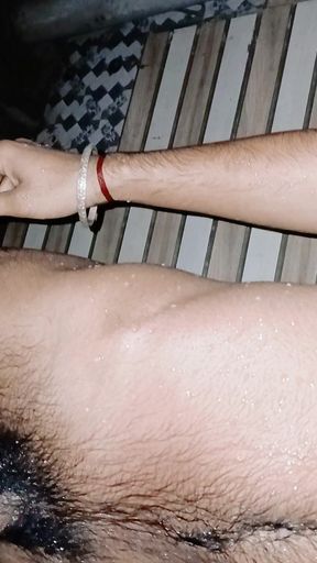 A teen bathroom naked  bathing skinny slim body