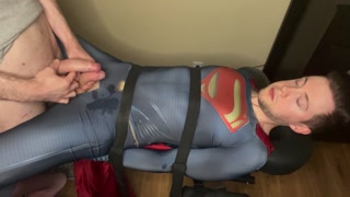 Tied Superman Cumshot Twink