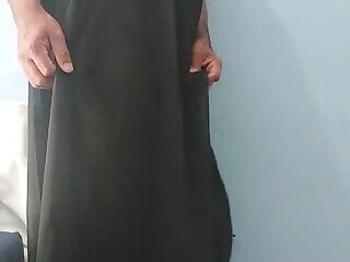 I'm masterbating and cum wearing a Silk Seethrough black skirt