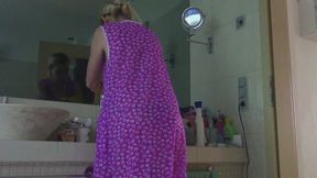 Scrubbing the Sink in a Thong, Rubber Gloves, and Nylon Smock
