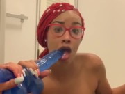 MissBNasty gets super sloppy with her dildo in dressing room