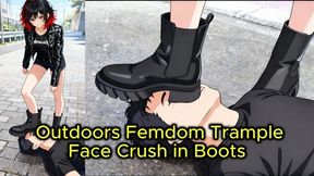 Outdoors Femdom Trample - Nataly Grinds Your Face in Boots in the Rain