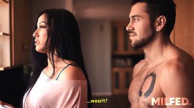 Stepmom caught spying on stepson & double penetrated with Jennifer White & Dante Colle