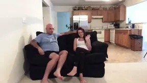Old & young couple plays with ropes and tape