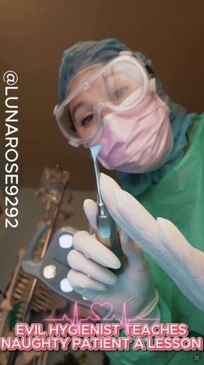 EVIL HYGIENIST TEACHES NAUGHTY PATIENT A LESSON!😈👁️🦷😷