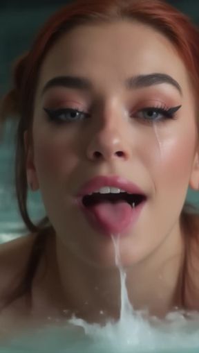facial, Рыжая, длинные волосы собранные в, video created by AI