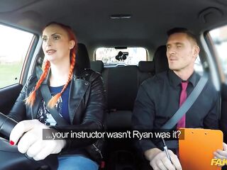 Fake Driving School GINGER Large Breasts and Curly GINGER Snatch in Sexy Exam Screw