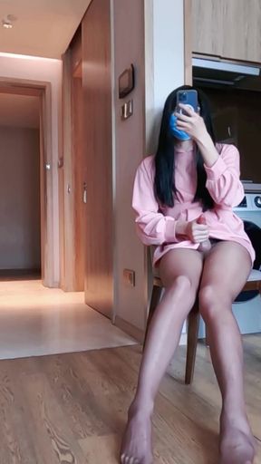 Stunning moment from &quot;Turkish trans femboy masturbates in hotel with door open looking for adventure to get&quot;