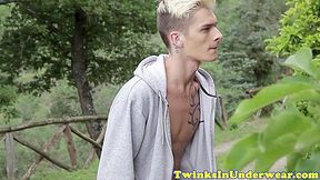 Twunks dick sucked after rimming ass outdoors