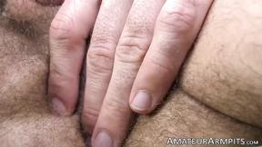 ”Extremely unshaved Joel Someone licking his pits then masturbation”