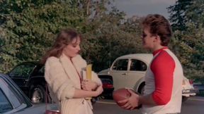 Handsome guy is having classic ffm threesome sex with two retro chicks