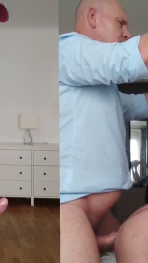 Sexy Daddy with fat dick fucking friend . Gay anal creampie.dexterxxl   Clip 2