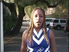 Horny black cheerleader gets slammed by white dick