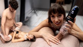 Surprised Housekeeper Learns How To Use Revolve X Vibrating Masturbator