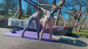 JOI Voyeur Stretching in Yogapants with Anuskatzz - English Version