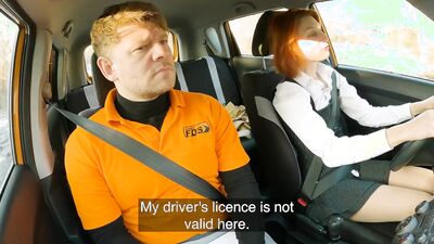 Michael Fly bangs hot redhead babe in fake driving school office