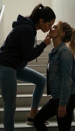 Steamy moment in the stairwell