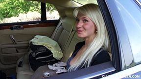 Blonde teen seduces for a Blowjob on the way home
