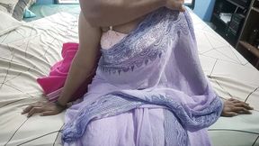 Watch Indian housewife strip off saree exposing juicy butt&#x1F351; and big boobs before getting naked.