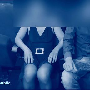 sex in cinema with orgasm and cumshot, public place