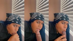 mickigetsmessy sucks on huge black cock dildo, gagging and drooling