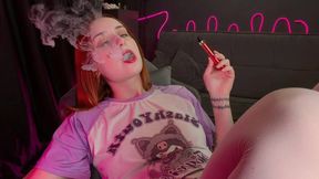 My First Smoke of the Day – Genuine Unscripted Redhead Blowing Clouds