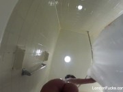 London Keyes hangs out in her hotel room and showers