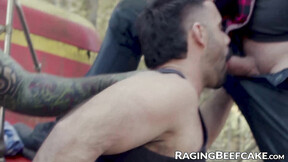 ”bushy hunk Teddy Torres takes cum from step daddy & friend”