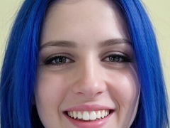 Blue-Haired Amateur Plays with Dildo on Webcam