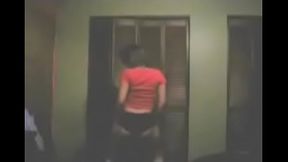 Amateur MILF shakes her thick ass in lingerie while being filmed by a teen