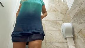 Horny MILF Has Multiple Orgasms in a Public Toilet