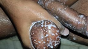 Vanilla ice Cream on my big shaved cock in Bangalore