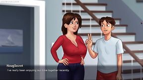 Hot Stepmom Debbie in Seductive Sexy Dress Begs Him to Kiss Her - Summertime Saga 3D Porn Game