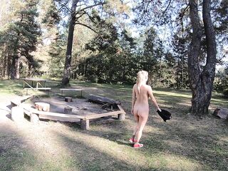 Bare hotty walk in forest and No Brassiere No problem