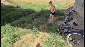 She sucks cock in public, fucks all the cum in her mouth.