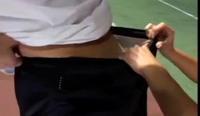 english girl sucks a huge dick on the tennis court 320p