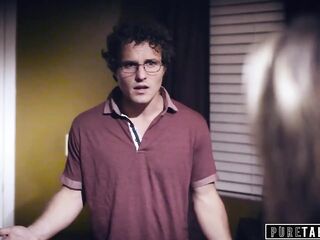 PURE TABOO Teen Cum-Addict Implores StepBro for Double Creampie