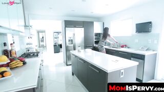 MomIsPervy.com - Yummy stepmom catches pervy young guy and strokes his cock POV