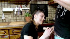 food and sex orgy with melany furie getting all her holes fucked hard in the kitchen