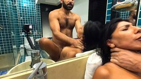 painful anal fuck in the bathtube - amateur homemade couple