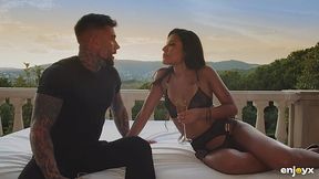 Arousing chick Andrea Retali is having a passionate fuck with Nestor Zarc outdoors