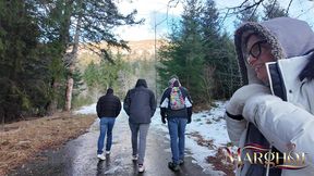 urbex snowy abandoned ski hotel gangbang: 4 guys destroy my ass one after the other, i squirt like a broken fountain and they cover my face & glasses with thick cum loads – filthy winter gangbang madn