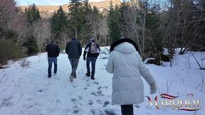 urbex snowy abandoned ski hotel gangbang: 4 guys destroy my ass one after the other, i squirt like a broken fountain and they cover my face & glasses with thick cum loads – filthy winter gangbang madn