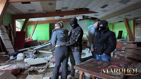 urbex snowy abandoned ski hotel gangbang: 4 guys destroy my ass one after the other, i squirt like a broken fountain and they cover my face & glasses with thick cum loads – filthy winter gangbang madn