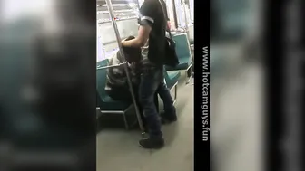 Guy Gives Public Blowjob on the Train