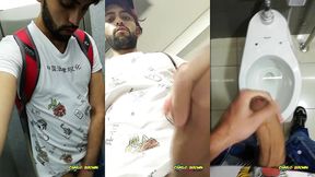 jerking off my big uncut cock at the mall s public bathroom - camilo brown