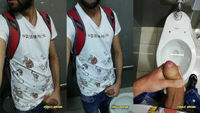 jerking off my big uncut cock at the mall s public bathroom - camilo brown